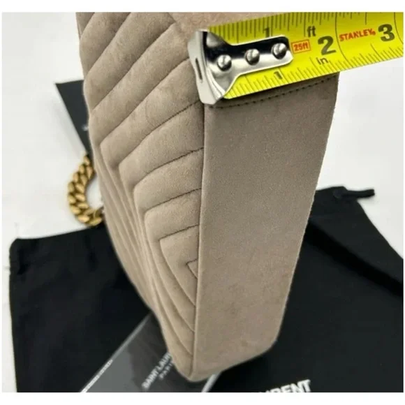 Women's Saint Laurent Ysl quilted medium suede shoulder Bag made in Italy - Picture 9 of 10